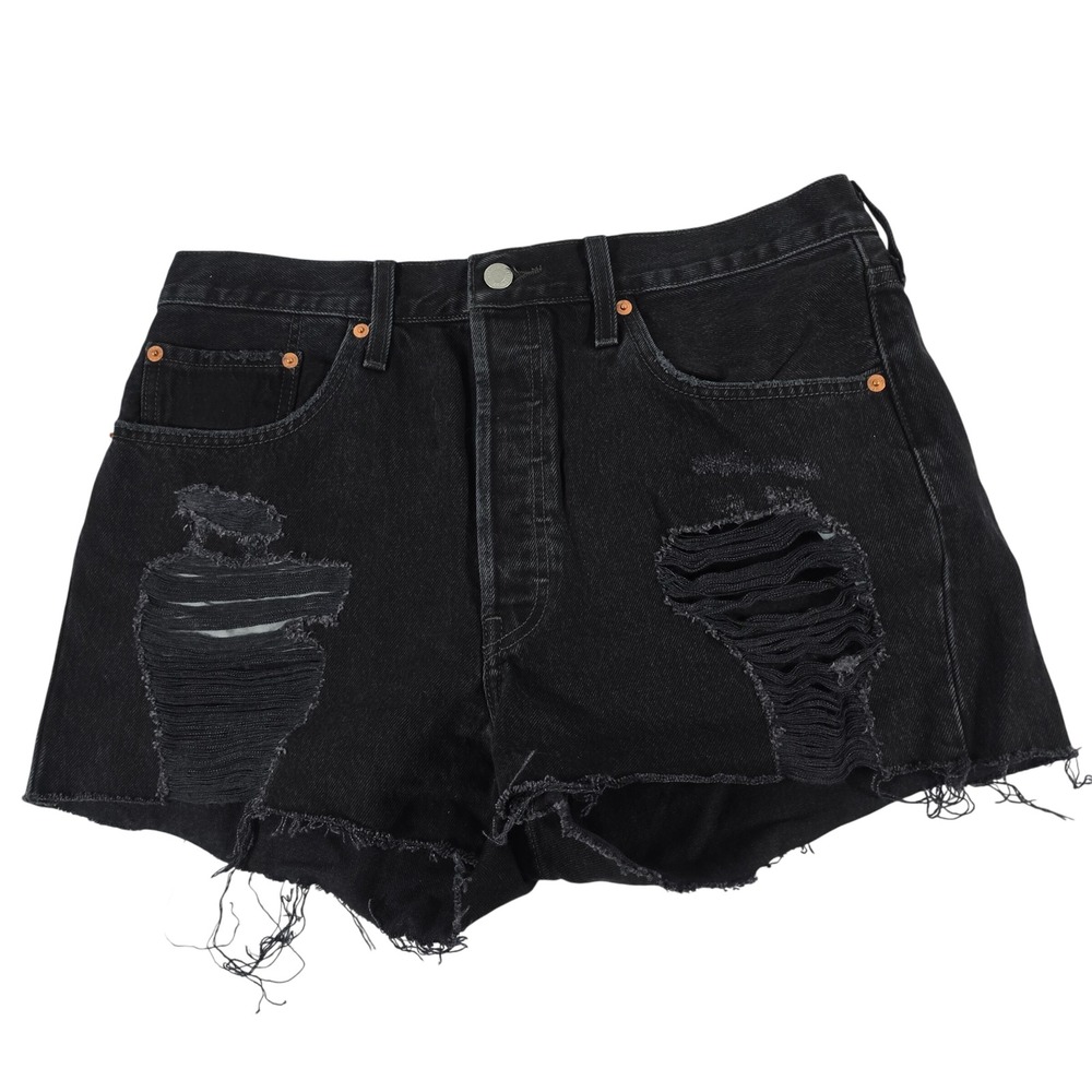 Levi's Black Distressed Denim Jean Shorts